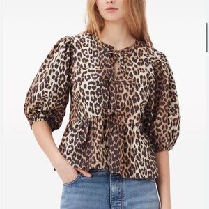 NWOT Tie Front Leopard Blouse